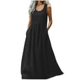 thumbnail image 1 of Kyusrd Robe Maxi pour Femmes Robe d'Été Débardeur Robe Sans Manches Robe Soleil Col en V Fluide Ligne A Longue avec Poche, 1 of 7