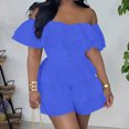 thumbnail image 2 of Birdeem Womens Summer Fashionable Solid Color Multi-Layer Patchwork Pleated Jumpsuit Shorts, 2 of 6
