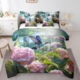thumbnail image 1 of YST 7 Pcs 3D Hummingbird Bed In A Bag Pink Hydrangea Comforter Set Full Rustic Floral Animal Bedding Sets Nature theme Sheet Set with Comforter All Season,Soft, 1 of 5