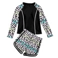 thumbnail image 1 of Luvoko Toddler 2 Piece Rash Guard Swimsuit for Girls, Long Sleeve Uv Protection Shirts Kids Padded Shorts Short Sleeve Rash Guard Girls Little Girl Bathing Suit Ruffle Butt Swimsuit(Black,2-3 Years), 1 of 5