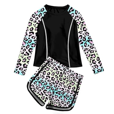 Maillots anti-UV pour Filles, Ensemble de Bain 2 Pcs, Upf 50+, Maillot d'Été Noir 90/2 A-3 A