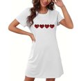 thumbnail image 4 of Chemise de Nuit pour Femme à Manches Courtes, Vêtement de Nuit Confortable, T-Shirts de Nuit Imprimés à Col Rond, Robe de Sommeil Tee, Robe de Pyjama Douce et Ample, Blanc G, 4 of 5