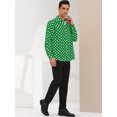 thumbnail image 4 of INSPIRE CHIC Men's Shirt Polka Dots Pattern Point Collar Long Sleeve Button Down Shirt 46 Dark Green, 4 of 6