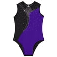 thumbnail image 3 of Choomomo Kid Girls Shiny Rhinestone Athletic Dance Gymnastics Leotards One Piece Ballet Dance Bodysuit Purple 12, 3 of 5