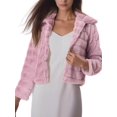 thumbnail image 1 of INSPIRE CHIC Women's Faux Fur Turn Down Collar Open Front Cropped Fluffy Jacket M Pink, 1 of 6
