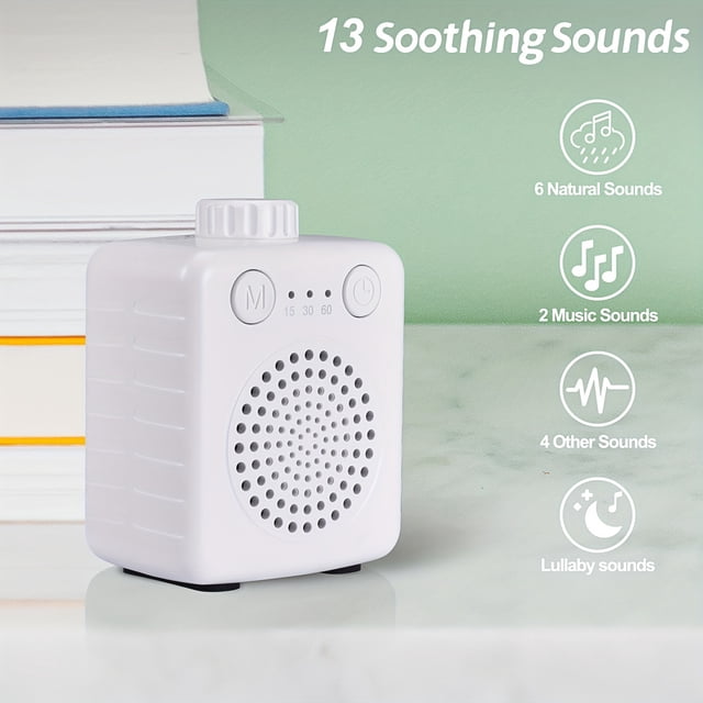 Estbridge Portable Mini Sound Machine for Sleeping - 20 Soothing Nature Sounds Timer & Memory Wood Grain Design for Home Office Or Travel