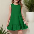 thumbnail image 2 of Milgrthf Robe d'Été pour Filles, Enfants, Décontractée, Col Rond, Sans Manches, Mode, Texturée, Ourlet à Volants, Mini Robe Débardeur, Robes d'Été pour Préadolescentes, Vert, 14 Ans, 2 of 9