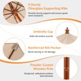 thumbnail image 2 of Gymax 9.5 FT Rope Pulley Wooden Umbrella Market w/ Fiberglass Ribs Patio Beige, 2 of 3