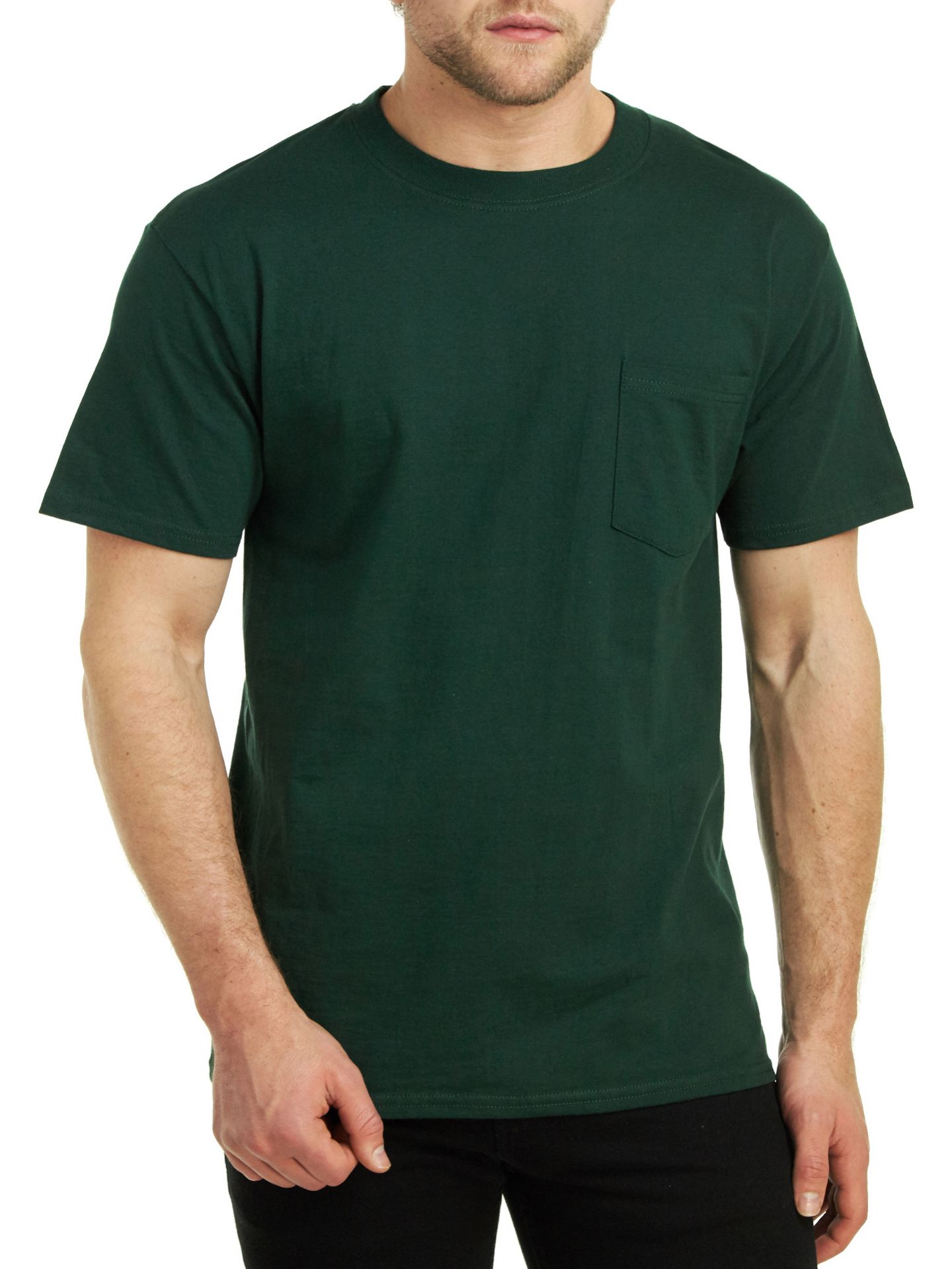 Hanes T-Shirts à Manches Courtes Beefy-T avec Poche - Grandes Tailles, Vert Forêt Profond, 2XLarge
