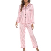 Gift TIMIFIS Pinks Satin Pajamas for Women Long Sleeve Sleepwear Soft Silk Loungewear Pjs Set Comfy Casual Loungewear Plus Size Night Sleep pring/Summer