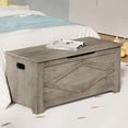 thumbnail image 4 of 39.4" Storage Chest, Wooden Storage Bench with Safety Hinges, Easy Assembly, Large Toy Chest for Entryway, Living Room, Bedroom, 4 of 6