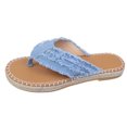 thumbnail image 2 of Styesk Womens Sandals Women's Large Flat Flat Solid Color Line Beach Sandals, 2 of 7