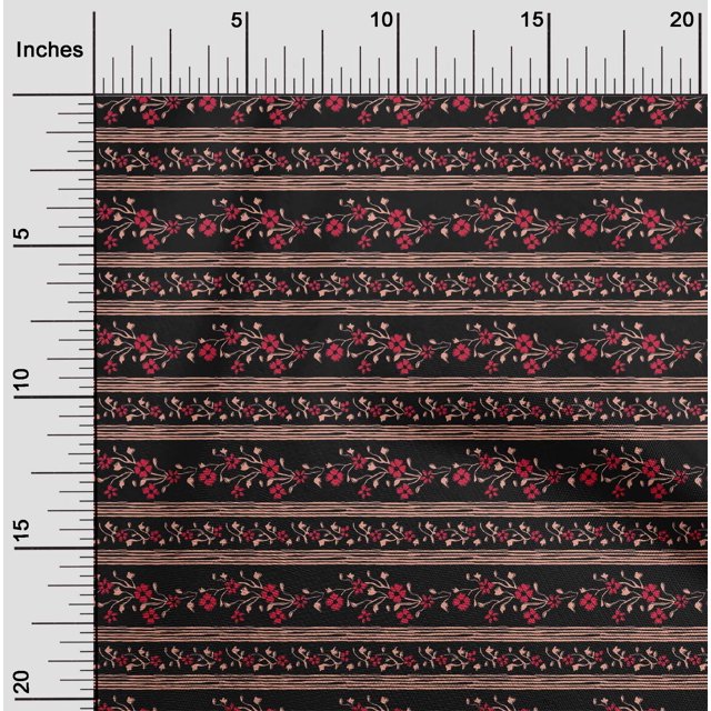 oneOone Tissu Polyester Lycra Rayé/feuilles & Floral Bloc Décor Tissu Imprimé BTY 56 Pouces de Large