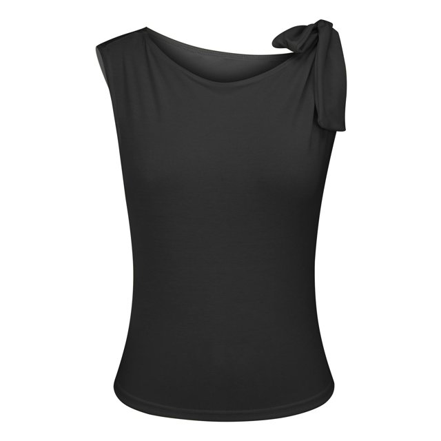 Duoif Débardeur pour Femmes Style de Rue Mode Col Incliné Sans Manches Ajusté et Gilet Décontracté Printemps Noir G