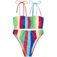 thumbnail image 1 of Women Bathing Suits Striped: 2PCS Fashion Strappy Bikini Swimsuit Beach Swimwear, 1 of 10