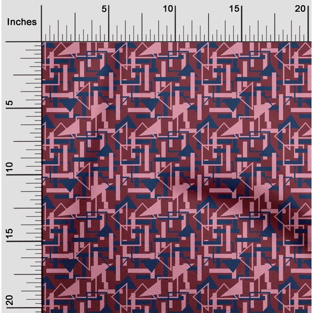 oneOone Viscose Chiffon Fabric Square & Triangle Geometric Print Fabric By Yard 42 Inch Wide