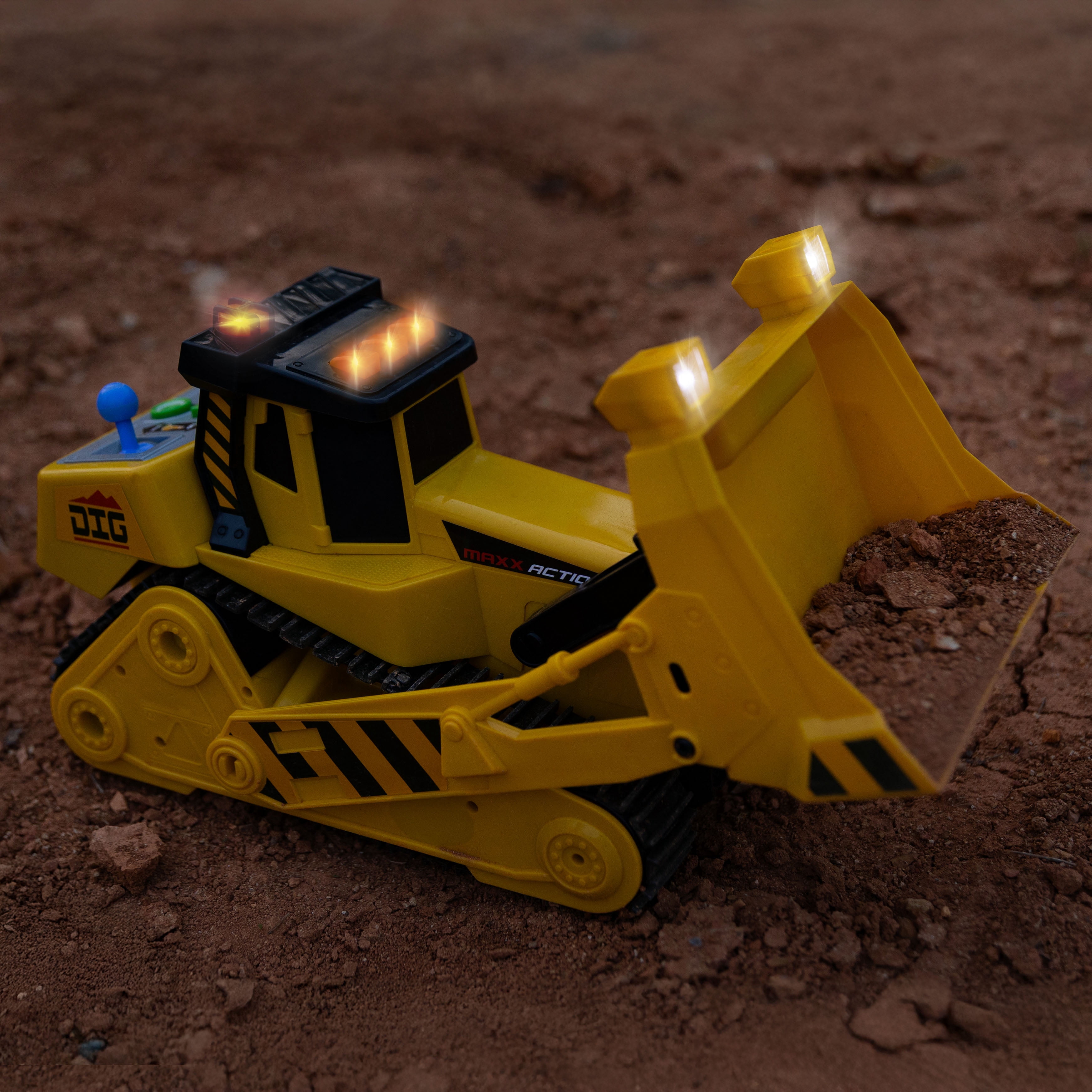 Maxx Action 16" Dozer with Joystick Controls, Lights, Construction Sounds, Motorized Movement, and Real Working Bucket