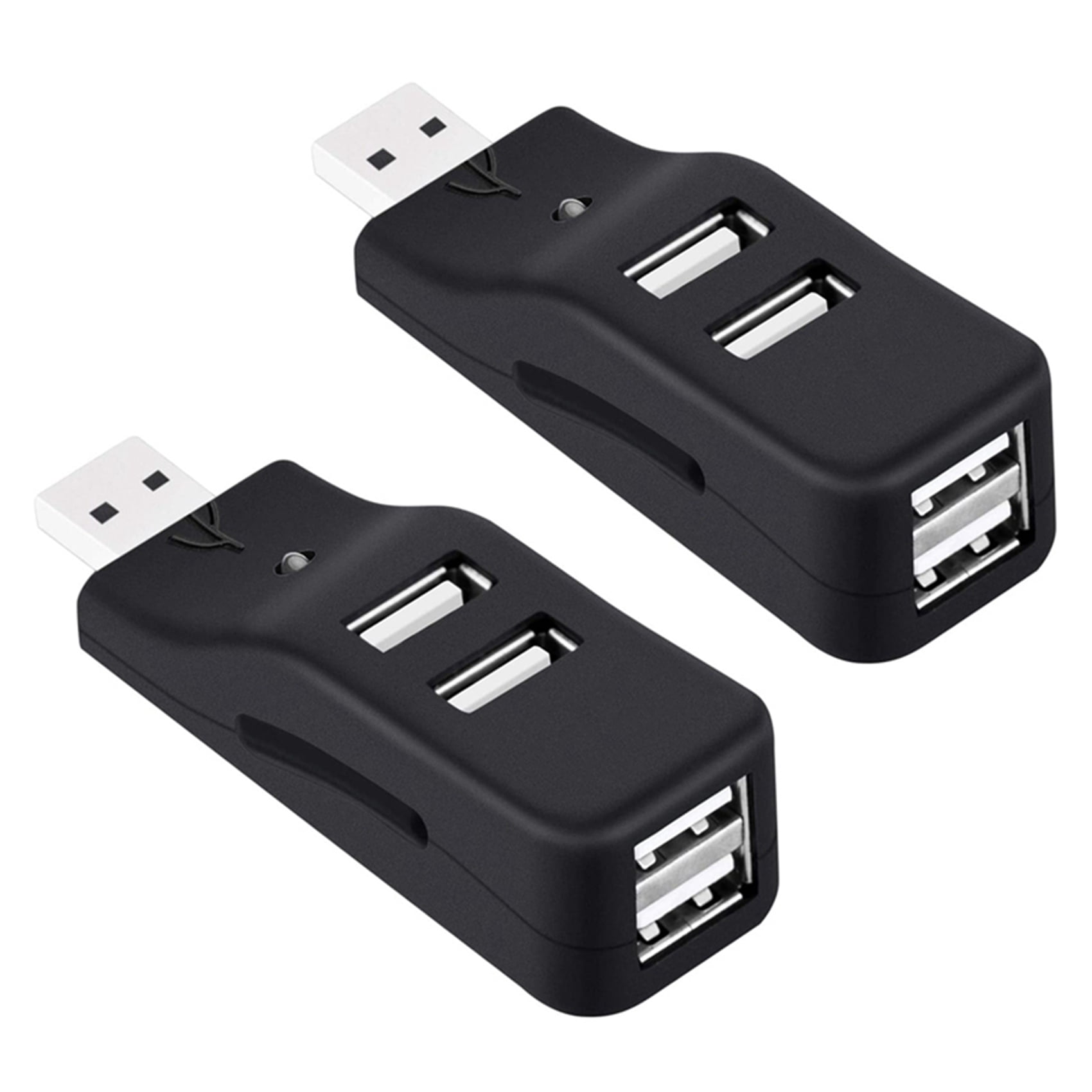 2X 4 Port USB Hub, Mini USB 2.0 Data Hub Splitter Small Portable, for PC, Laptop, Notebook PC, XPS, and More,2 x 4 Port USB Hub,black