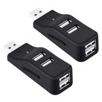 2X 4 Port USB Hub, Mini USB 2.0 Data Hub Splitter Small Portable, for PC, Laptop, Notebook PC, XPS, and More,2 x 4 Port USB Hub,black