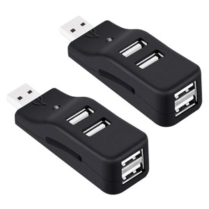 2X 4 Port USB Le centre, Mini USB 2.0 Splitter de centre de données petit portable, pour PC, Ordinateur portable, carnet PC, XPS, et plus,2 x 4 Port USB Hub, noir