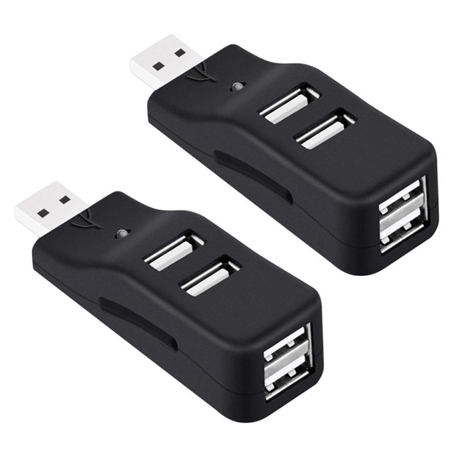 2X 4 Port USB Hub, Mini USB 2.0 Data Hub Splitter Small Portable, for PC, Laptop, Notebook PC, XPS, and More,2 x 4 Port USB Hub,black