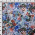 thumbnail image 4 of oneOone Viscose Jersey Medium Blue Fabric Abstract Floral Craft Projects Decor Fabric Printed By The Yard 60 Inch Wide, 4 of 4