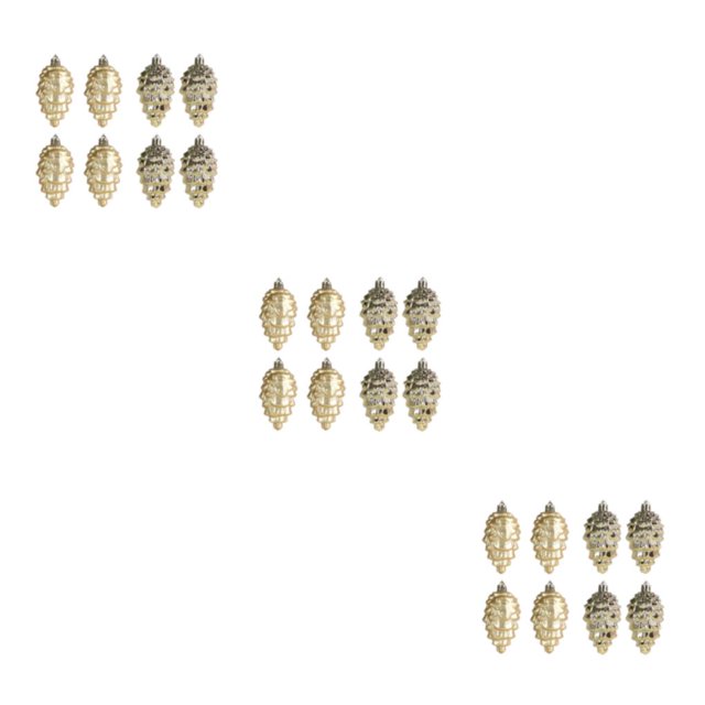 Maytalsory 8pieces Plastic Pine Tree Hanging Conveniently Designed Decorations For Easy Gold 3Set