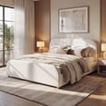 thumbnail image 1 of Noble House Queen Size Linen Upholstered Platform Bed,Beige, 1 of 8