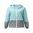 thumbnail image 1 of Qiylii Femmes Veste de Pluie Packable Couleur Extérieure Bloc Coupe-Vent à Capuche, 1 of 6