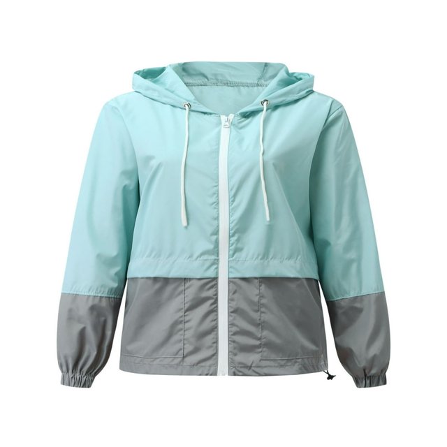 Qiylii Femmes Veste de Pluie Packable Couleur Extérieure Bloc Coupe-Vent à Capuche