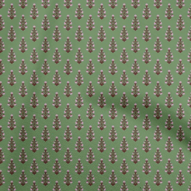 oneOone Cotton Cambric Green Fabric Asian Block Sewing Craft Projects Fabric Prints By Yard 42 Inch Wide
