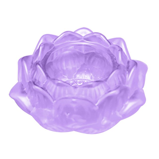 AMERTEER 7 Colors Crystal Glass Lotu Flower Candle Tea Light Holder Buddhist Candlestick