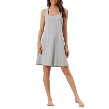 INSPIRE CHIC Nuisette Débardeur pour Femme Dos Nageur Sans Manches Printemps Été Robe-Chemise Tenue d'Intérieur Chemise de Nuit G Gris