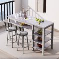 thumbnail image 2 of Stmoze 3 Pieces Bar Table Set with Storage Shelves, Faux Marble Tabletop Counter Height Bar Table with 2 Backrest Chairs, Dining Room Set for Kitchen Island, Pub, Cafe, Gray, 2 of 7