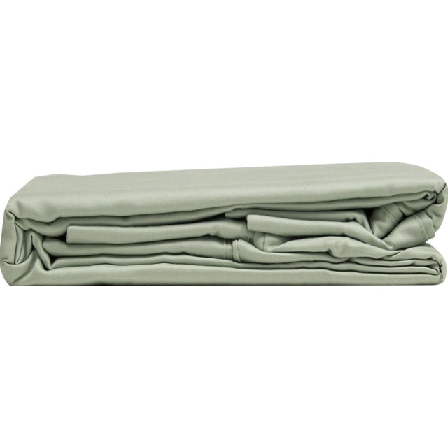 Johnson Home 500TC Soft Pillowcases folded sage green pillow covers made from 100% organic cotton with breathable, durable fabric and a 2-inch hem, designed for comfort and sustainability in bedding sets and bed sheets.