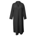 thumbnail image 4 of SMihono Robe Maxi Bohème d'Été pour Femmes Grande Taille Mode Automne Col en V Décontracté Solide Ample Confortable Manches Longues Robe de Plage, 4 of 5