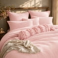 thumbnail image 1 of Swift Home Ultra-Soft Prewashed Wrinkle Texture Duvet Cover Set, Solid, Rose Blush, Queen, 1 of 6