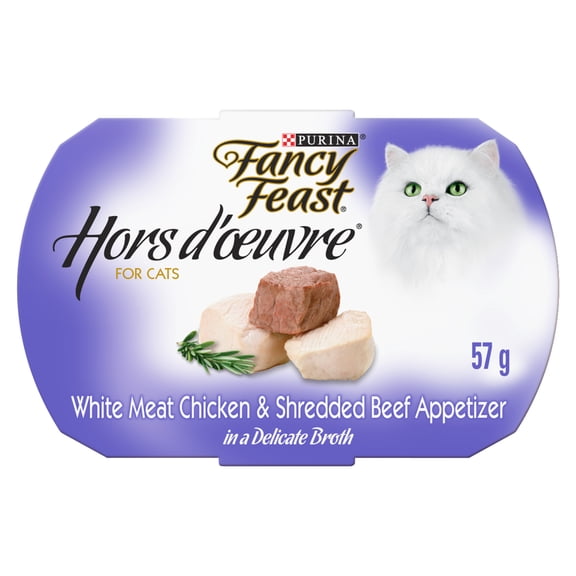 Fancy Feast Hors d'œuvre Amuse-gueule au poulet et au bœuf en lanières, Gâteries pour Chats 57 g
