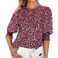thumbnail image 4 of SMihono Hauts pour Femmes Été Chic Décontracté Mode Col Rond Manches Courtes Aguichant Haut Blouse T-shirt Oversize pour Femmes 2023, 4 of 6