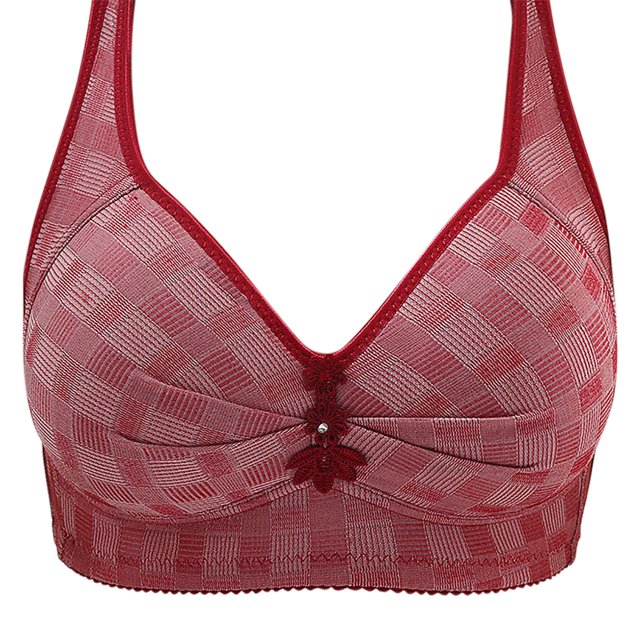 Birdeem Womens Non Steel Ring Style Printed Gathered Middle Button Breathable Underwear Daily Bra