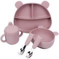 thumbnail image 1 of PENGXIANG 5pcs Baby Feeding Set Food-grade Silicone Bear Shape Baby Tableware Set for Home, 1 of 7