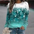thumbnail image 2 of IROINID Liquidation Chandail à Capuchon de Noël pour Femmes Imprimé Col Rond Chandail Manches Longues Blouse Confortable Chandail en Molleton, Vert, 2 of 6