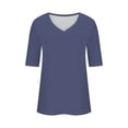 thumbnail image 4 of Timegard Womens Tops V-Neck 1/2 Sleeve Solid Color Basic Tee Shirts Comfy Blouse Casual Tunic Tops, 4 of 6