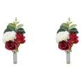 thumbnail image 3 of mmirethe 5 Pcs/Ensemble Tenue de Corsage de Poignet Réutilisable pour Tout Événement Spécial Boutonnière de Bal Sans Odeur Rouge Artificiel 2Ensemble, 3 of 6