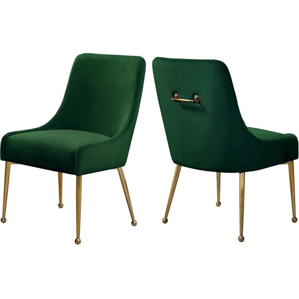 Pemberly Row Chaise de Salle à Manger Moderne en Velours Verte de 19,5 Po H (Ensemble de 2)