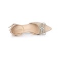 thumbnail image 4 of BLISSFUL STEP Women's Rhinestones Bow Ankle Strap Stiletto Heel Pumps Beige (Size 7), 4 of 7