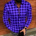 thumbnail image 3 of Timdgard Button down Shirts for Men Fall Plaid Lapel V Neck Long Sleeve Shirts Work Casual Tops, 3 of 8