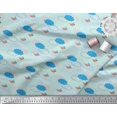 thumbnail image 2 of Soimoi Green Poly Georgette Fabric Clouds & Bird Printed Fabric 1 Yard 52 Inch Wide, 2 of 5
