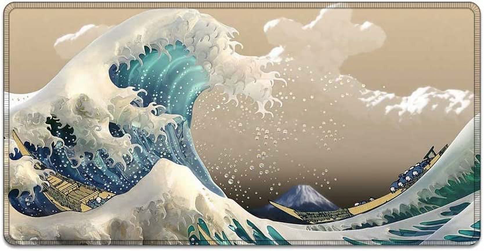 Large Mouse Pad 31.4 x 15.7inches 3mm XXL Extended Gaming Mouse Pad Mat with Non-Slip Base Stitched Mousepad for Computer,Office,Keyboard and Laptop-Waves,Waterproof Desk Mat
