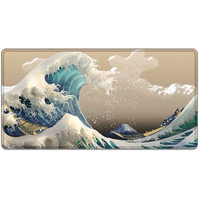 Large Mouse Pad 31.4 x 15.7inches 3mm XXL Extended Gaming Mouse Pad Mat with Non-Slip Base Stitched Mousepad for Computer,Office,Keyboard and Laptop-Waves,Waterproof Desk Mat